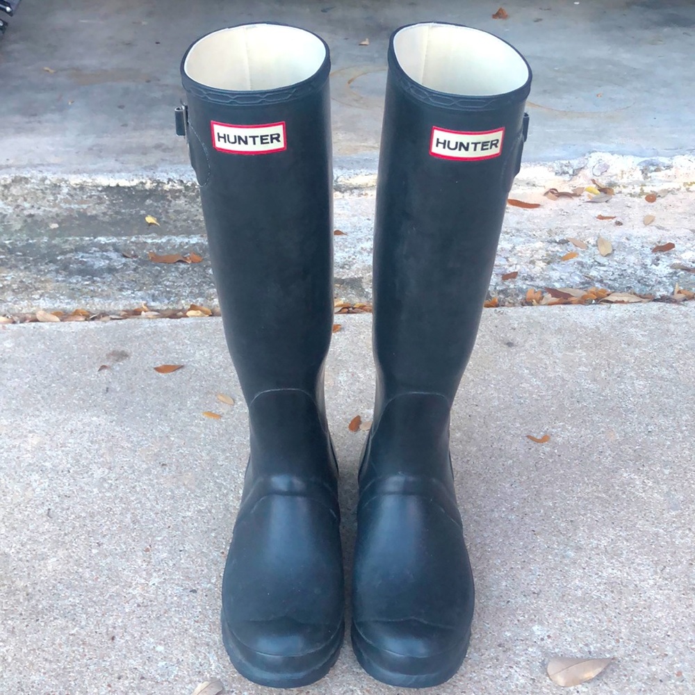 Hunter black rain boots